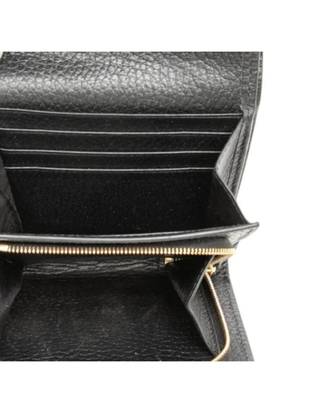 ★SOLD★ Gucci GG Supreme Marmont Logo L-shaped Zipper Bifold Wallet Beige Black - Picture 4 of 5